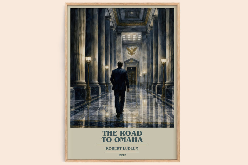 The Road to Omaha book cover book poster by Robert Ludlum – framed literary art print