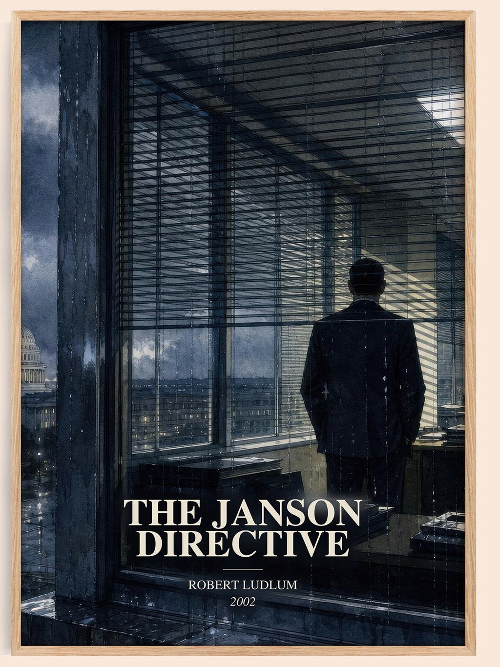 The Janson Directive watercolour book poster by Robert Ludlum – framed literary art print