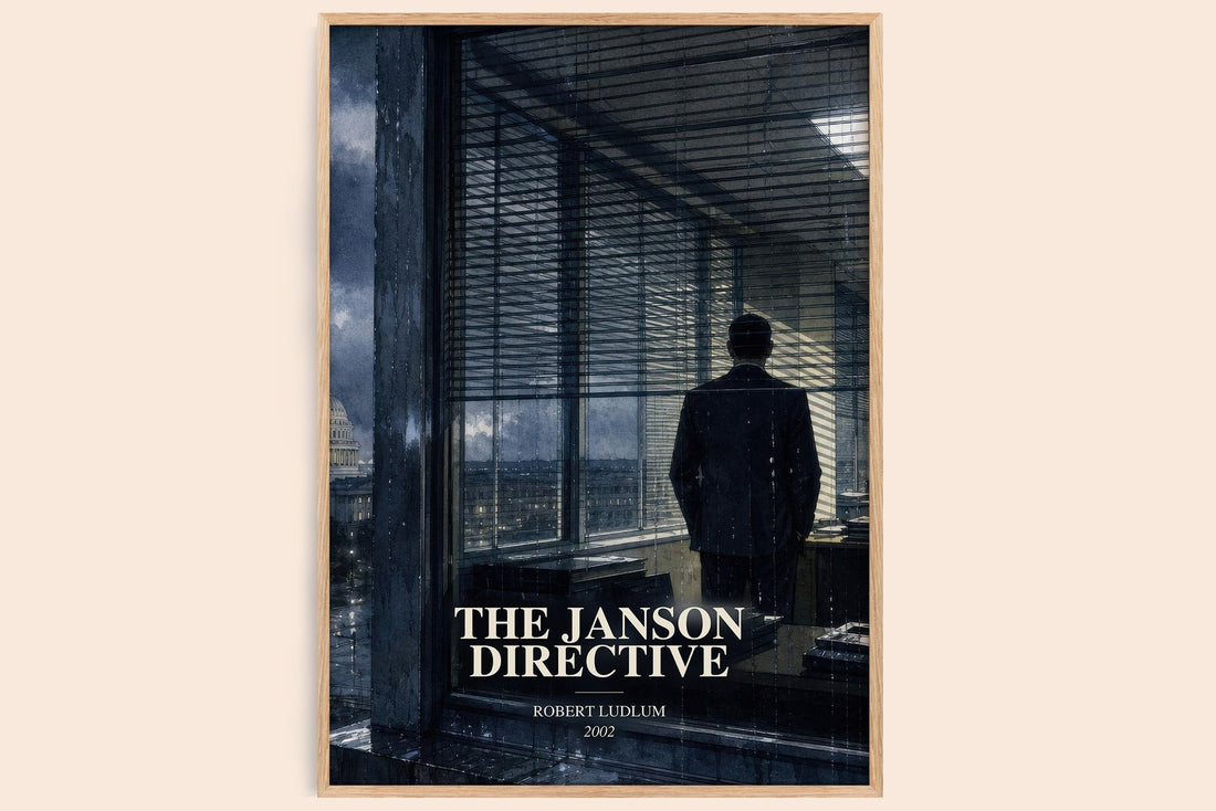 The Janson Directive watercolour book poster by Robert Ludlum – framed literary art print