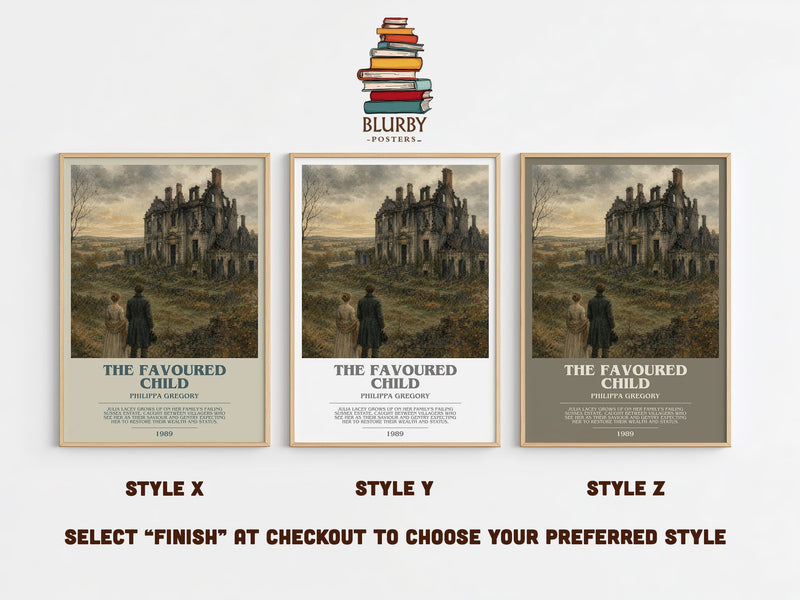 The Favoured Child bookish print in frame leaning in hallway – historical fiction wall art