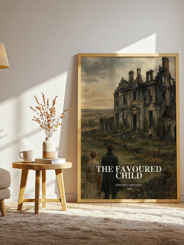 The Favoured Child watercolour print in frame leaning in hallway – historical fiction wall art