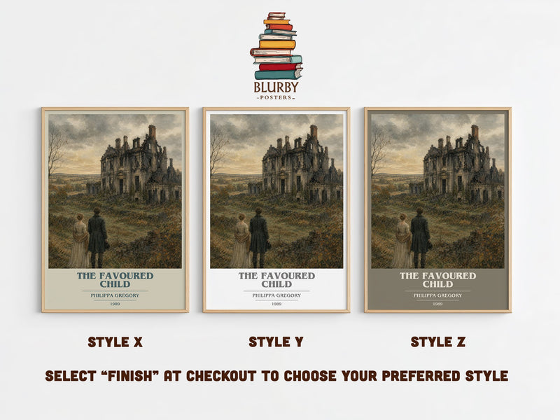 The Favoured Child book cover print in frame leaning in hallway – historical fiction wall art