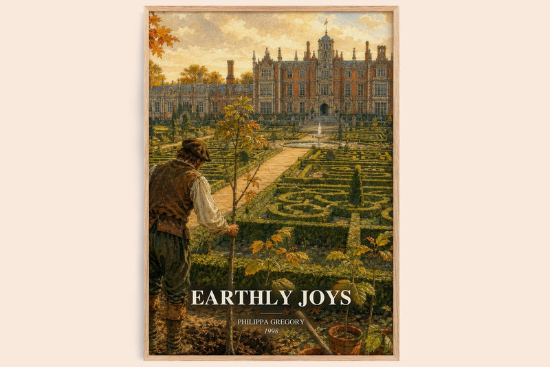 Earthly Joys watercolour book poster by Philippa Gregory – framed literary art print