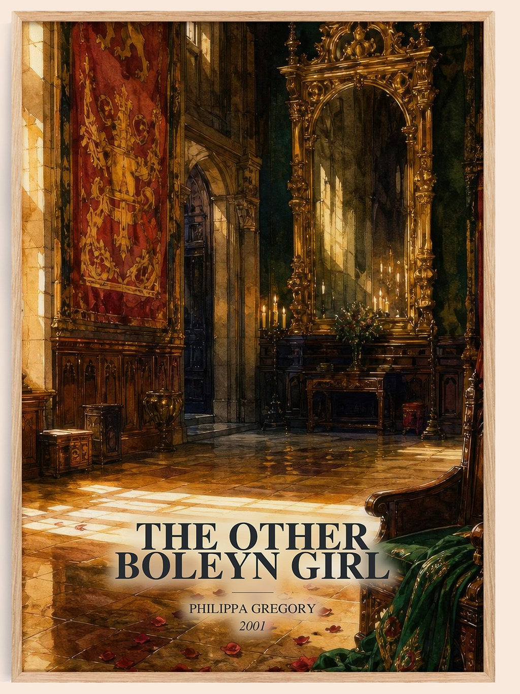 The Other Boleyn Girl watercolour book poster by Philippa Gregory – framed literary art print