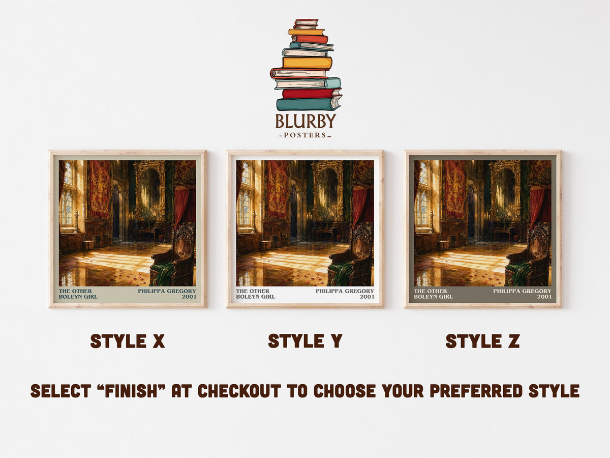 The Other Boleyn Girl literary print in frame leaning in hallway – historical fiction wall art (mockup)