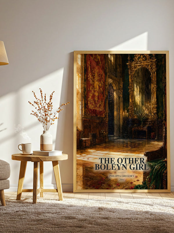 The Other Boleyn Girl watercolour print in frame leaning in hallway – historical fiction wall art