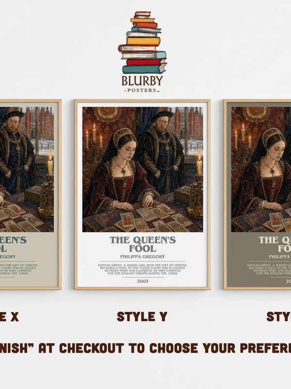 The Queen's Fool bookish print in frame leaning in hallway – historical fiction wall art