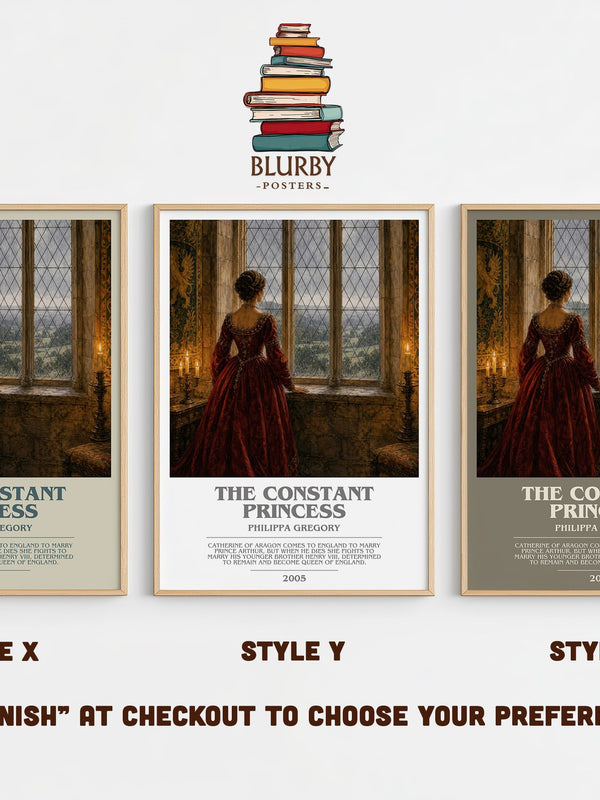 The Constant Princess bookish print in frame leaning in hallway – historical fiction wall art