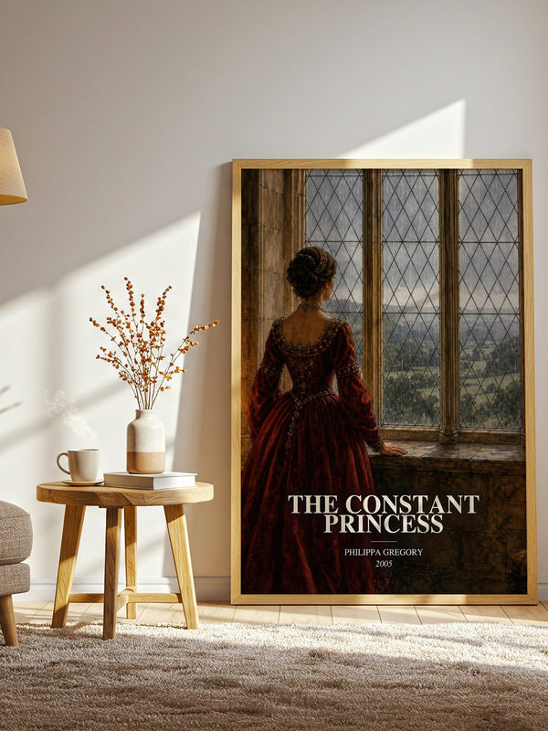 The Constant Princess watercolour print in frame leaning in hallway – historical fiction wall art