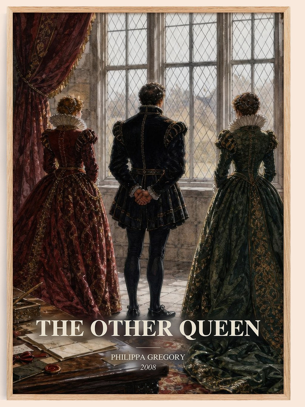 The Other Queen watercolour book poster by Philippa Gregory – framed literary art print