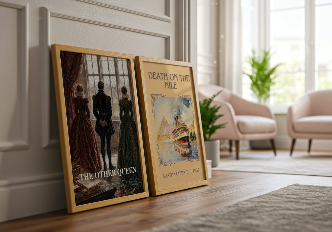 The Other Queen watercolour print framed by window – literary home decor