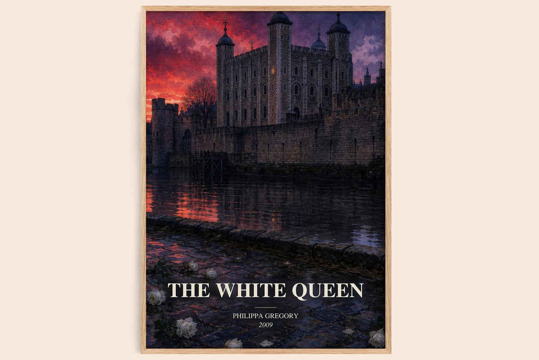 The White Queen watercolour book poster by Philippa Gregory – framed literary art print