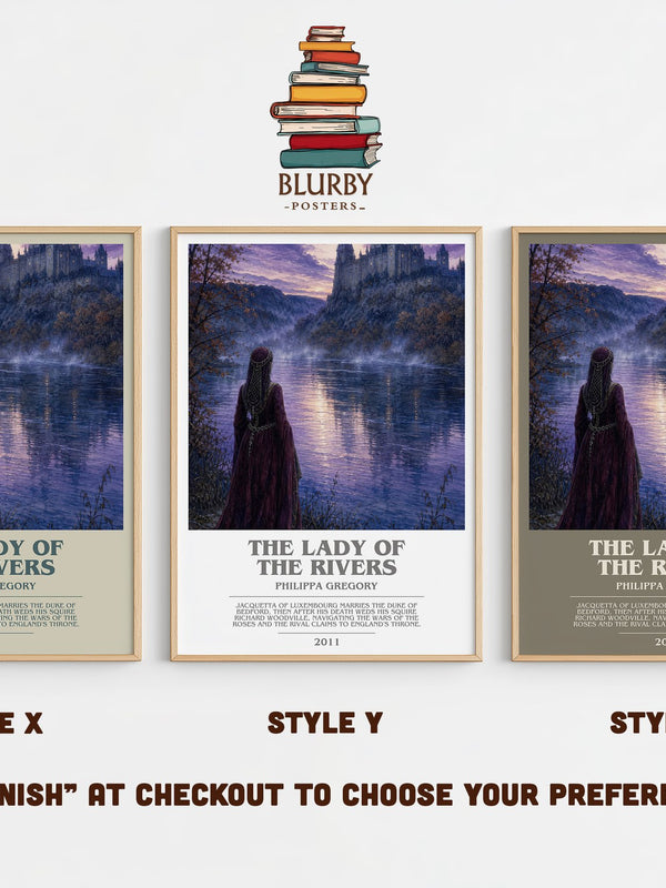 The Lady of the Rivers bookish print in frame leaning in hallway – historical fiction wall art