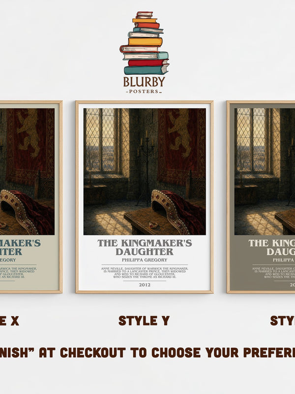 The Kingmaker's Daughter bookish print in frame leaning in hallway – historical fiction wall art