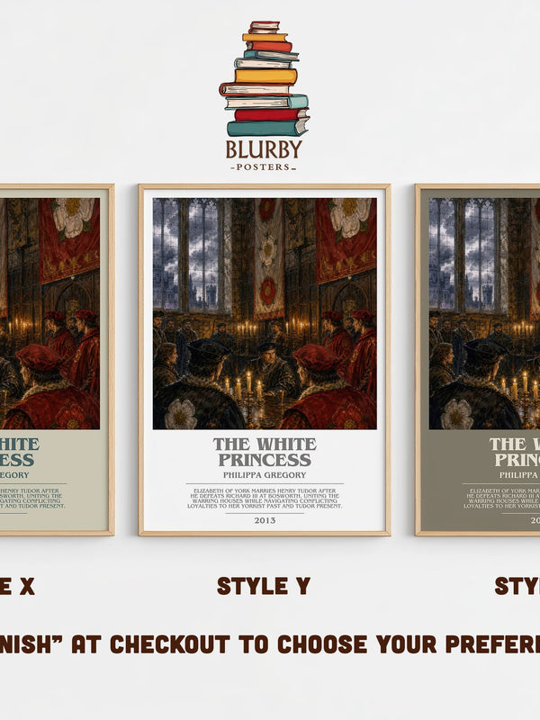 The White Princess bookish print in frame leaning in hallway – historical fiction wall art