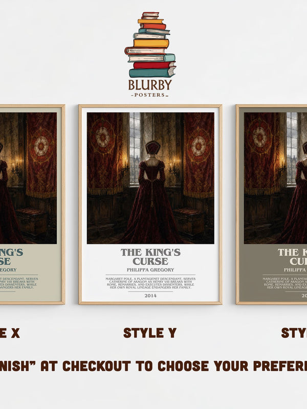 The King's Curse bookish print in frame leaning in hallway – historical fiction wall art
