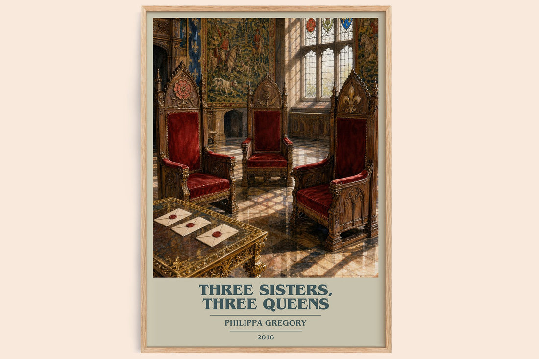 Three Sisters, Three Queens book cover book poster by Philippa Gregory – framed literary art print