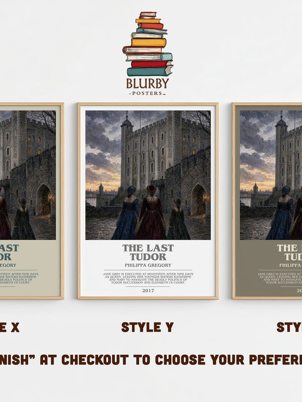 The Last Tudor bookish print in frame leaning in hallway – historical fiction wall art