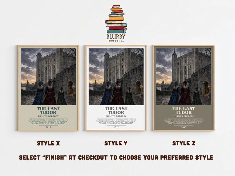 The Last Tudor bookish print in frame leaning in hallway – historical fiction wall art
