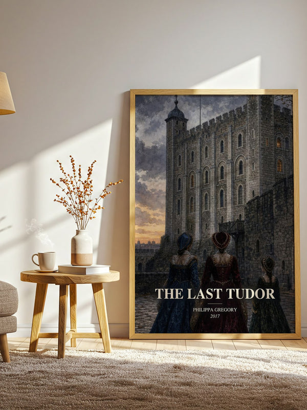The Last Tudor watercolour print in frame leaning in hallway – historical fiction wall art