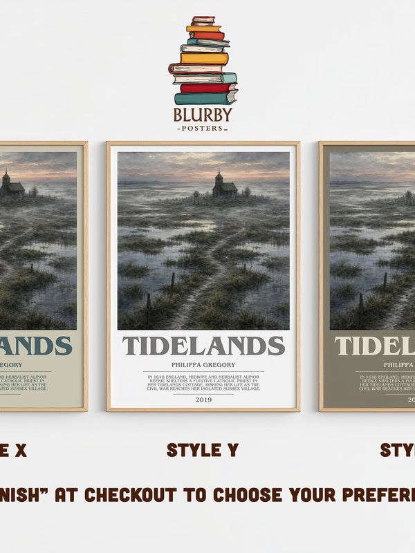 Tidelands bookish print in frame leaning in hallway – historical fiction wall art