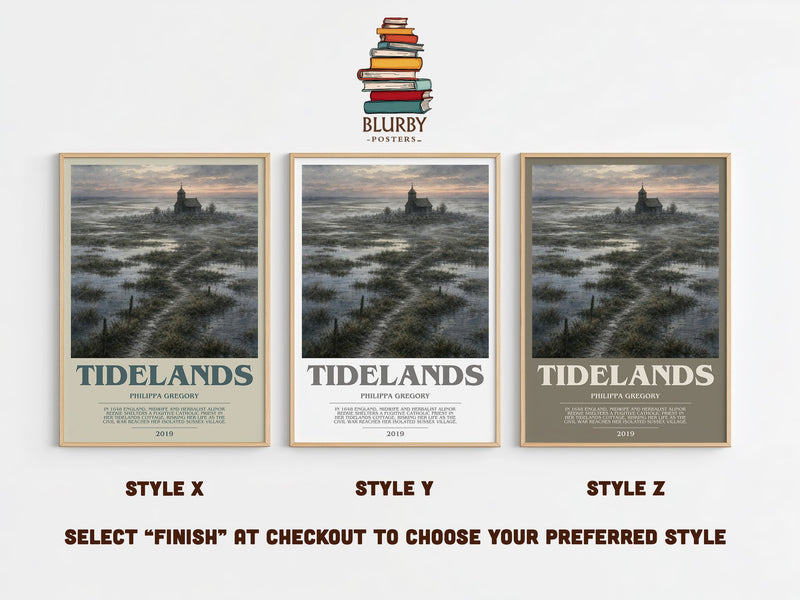 Tidelands bookish print in frame leaning in hallway – historical fiction wall art