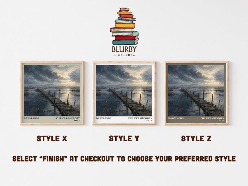 Dawnlands literary print in frame leaning in hallway – historical fiction wall art