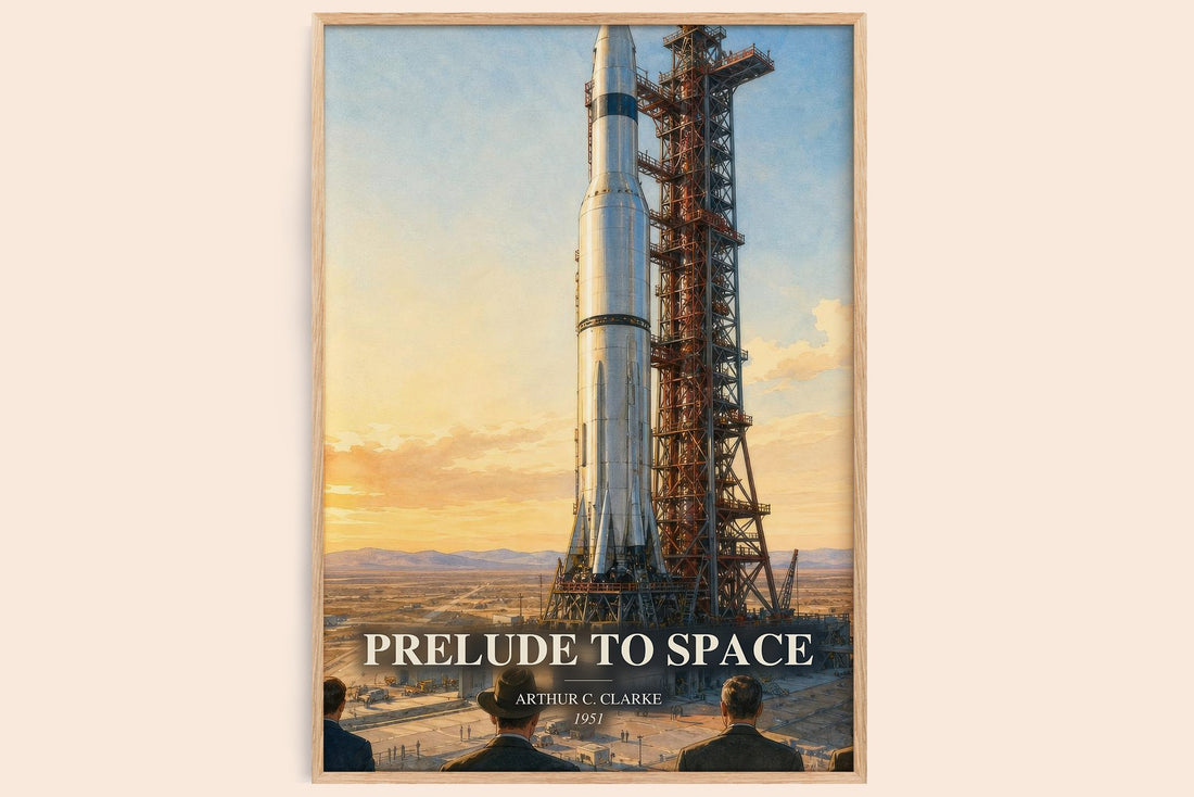 Prelude to Space watercolour book poster by Arthur C. Clarke – framed literary art print