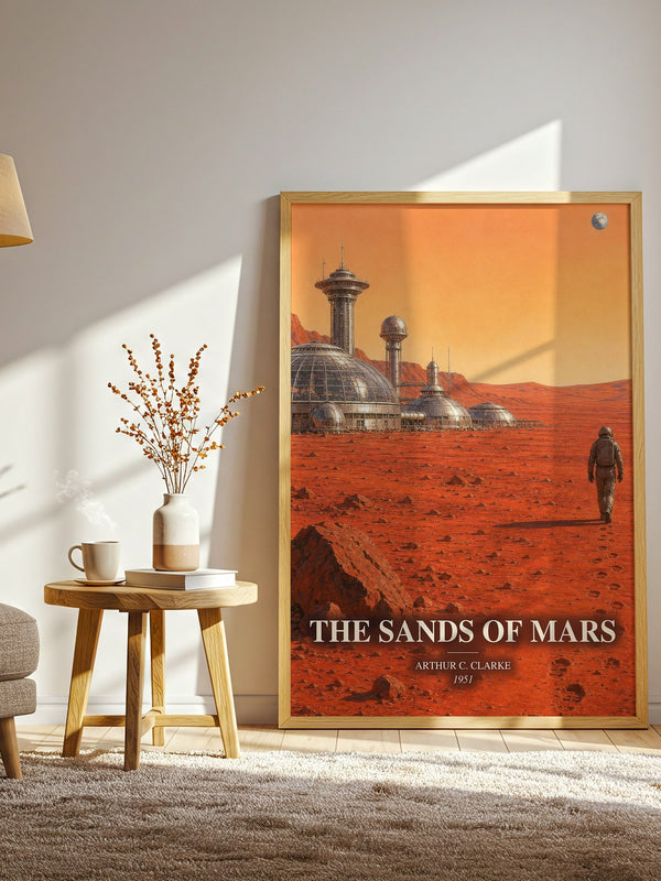 The Sands of Mars watercolour print in frame leaning in hallway – sci fi wall art