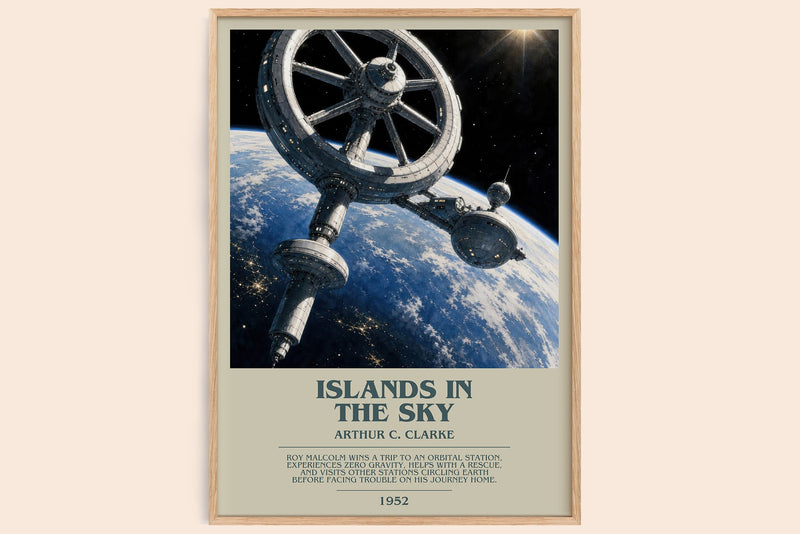 Islands in the Sky bookish book poster by Arthur C. Clarke – framed literary art print
