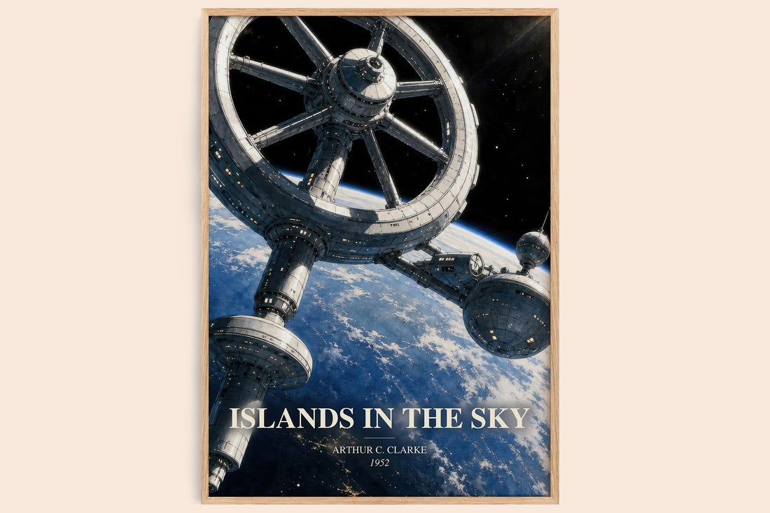 Islands in the Sky watercolour book poster by Arthur C. Clarke – framed literary art print