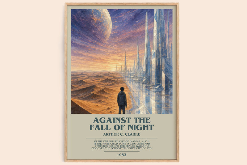 Against the Fall of Night bookish book poster by Arthur C. Clarke – framed literary art print
