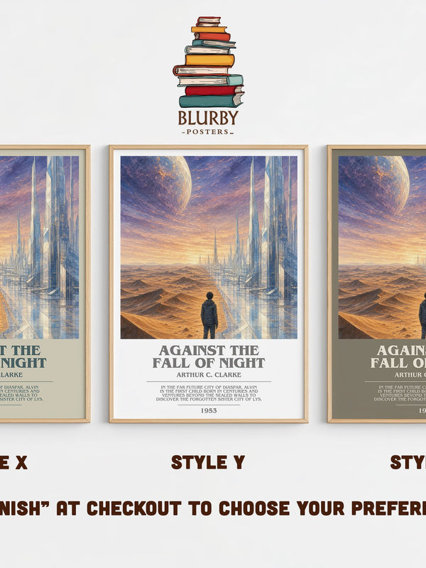 Against the Fall of Night bookish print in frame leaning in hallway – sci fi wall art