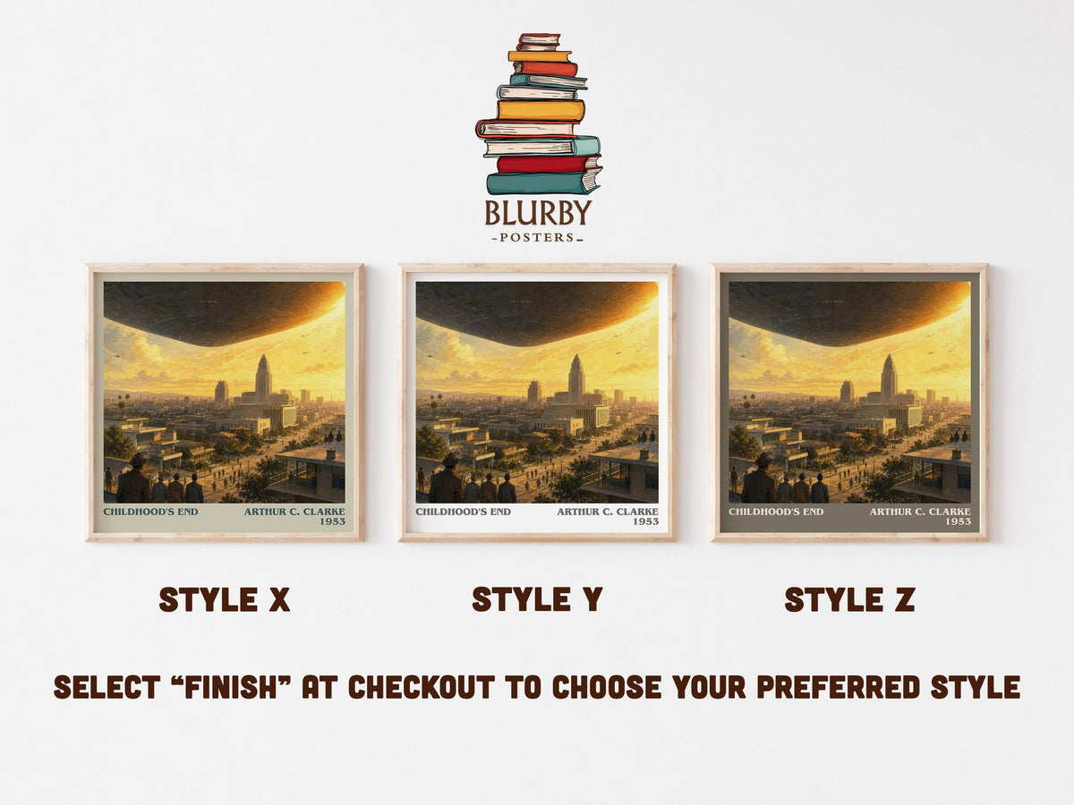 Childhood's End literary print in frame leaning in hallway – sci fi wall art (mockup)