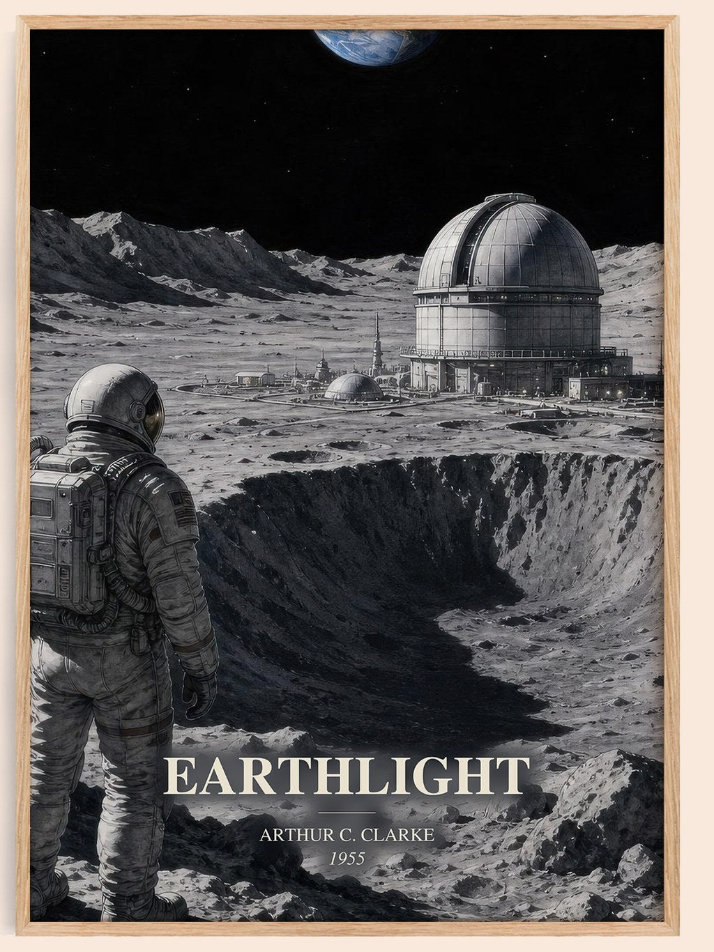Earthlight watercolour book poster by Arthur C. Clarke – framed literary art print