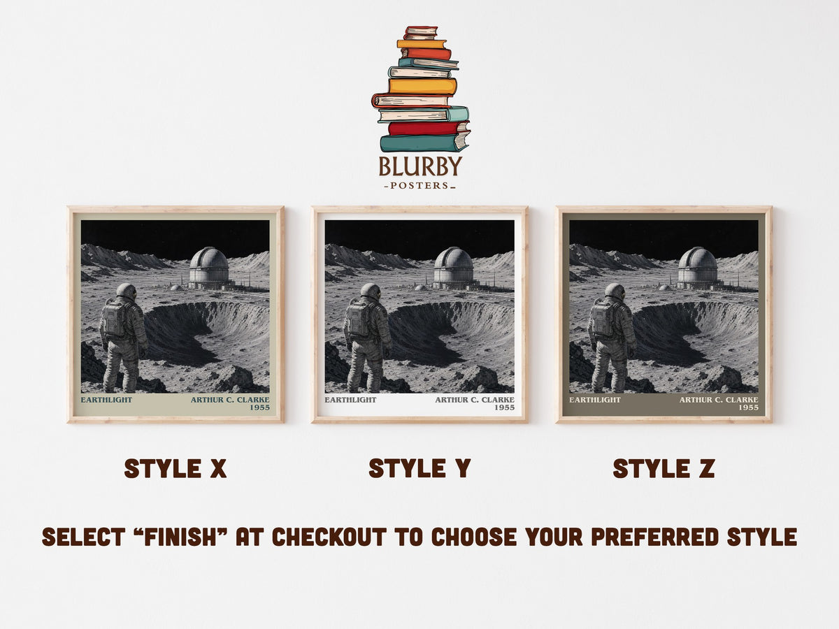 Earthlight literary print in frame leaning in hallway – sci fi wall art (mockup)
