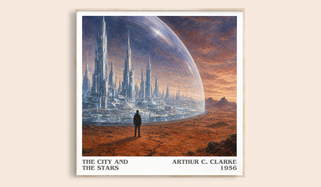 The City and the Stars literary book poster by Arthur C. Clarke – framed literary art print