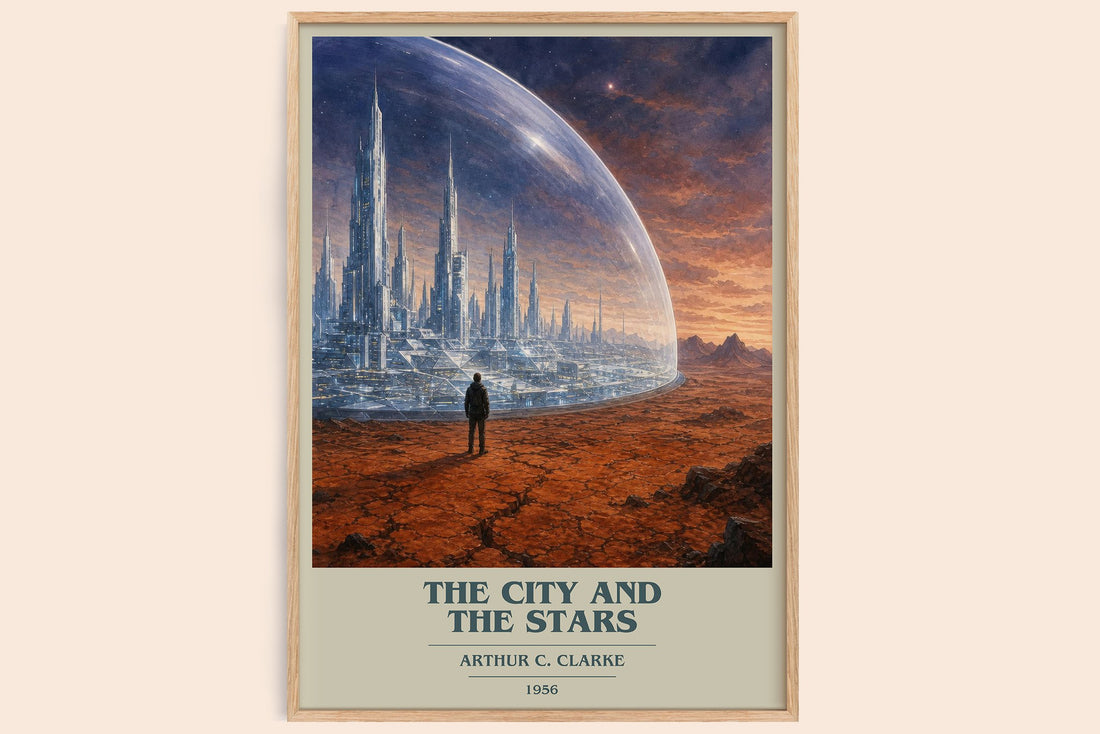 The City and the Stars book cover book poster by Arthur C. Clarke – framed literary art print