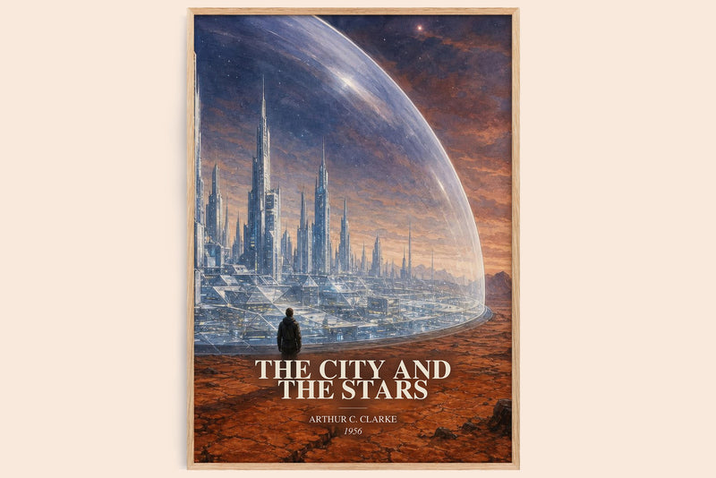 The City and the Stars watercolour book poster by Arthur C. Clarke – framed literary art print