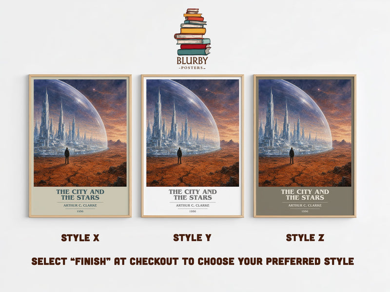 The City and the Stars book cover print in frame leaning in hallway – sci fi wall art