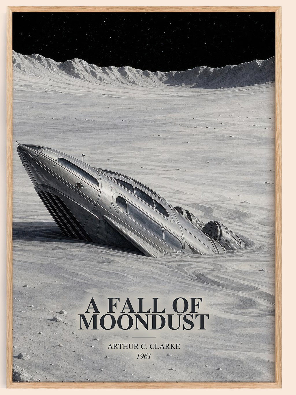 A Fall of Moondust watercolour book poster by Arthur C. Clarke – framed literary art print