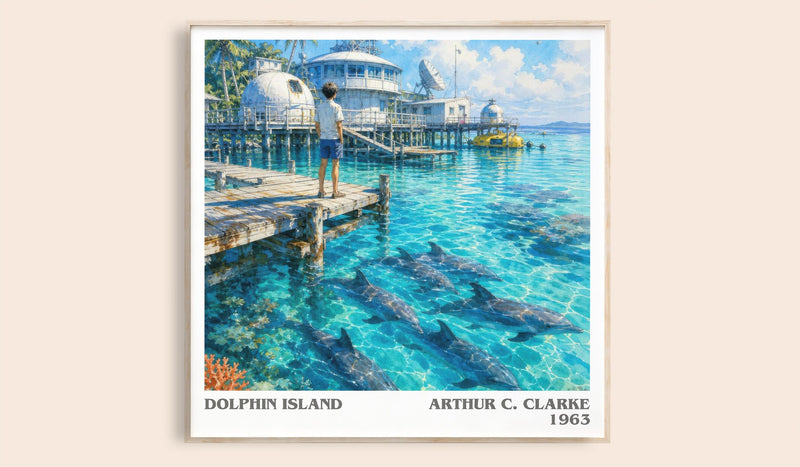 Dolphin Island literary book poster by Arthur C. Clarke – framed literary art print