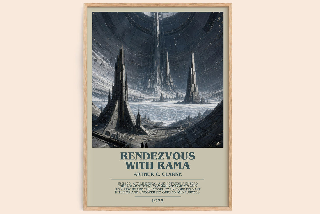 Rendezvous with Rama bookish book poster by Arthur C. Clarke – framed literary art print