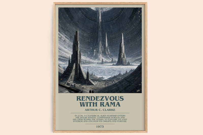Rendezvous with Rama bookish book poster by Arthur C. Clarke – framed literary art print