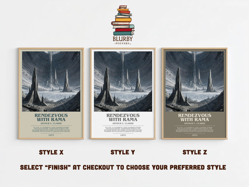 Rendezvous with Rama bookish print in frame leaning in hallway – sci fi wall art