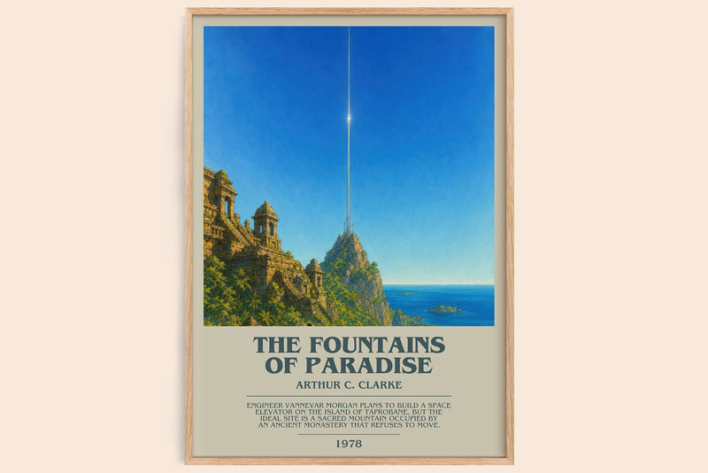 The Fountains of Paradise bookish book poster by Arthur C. Clarke – framed literary art print