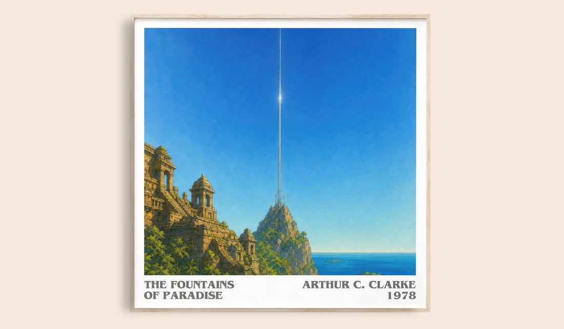 The Fountains of Paradise literary book poster by Arthur C. Clarke – framed literary art print
