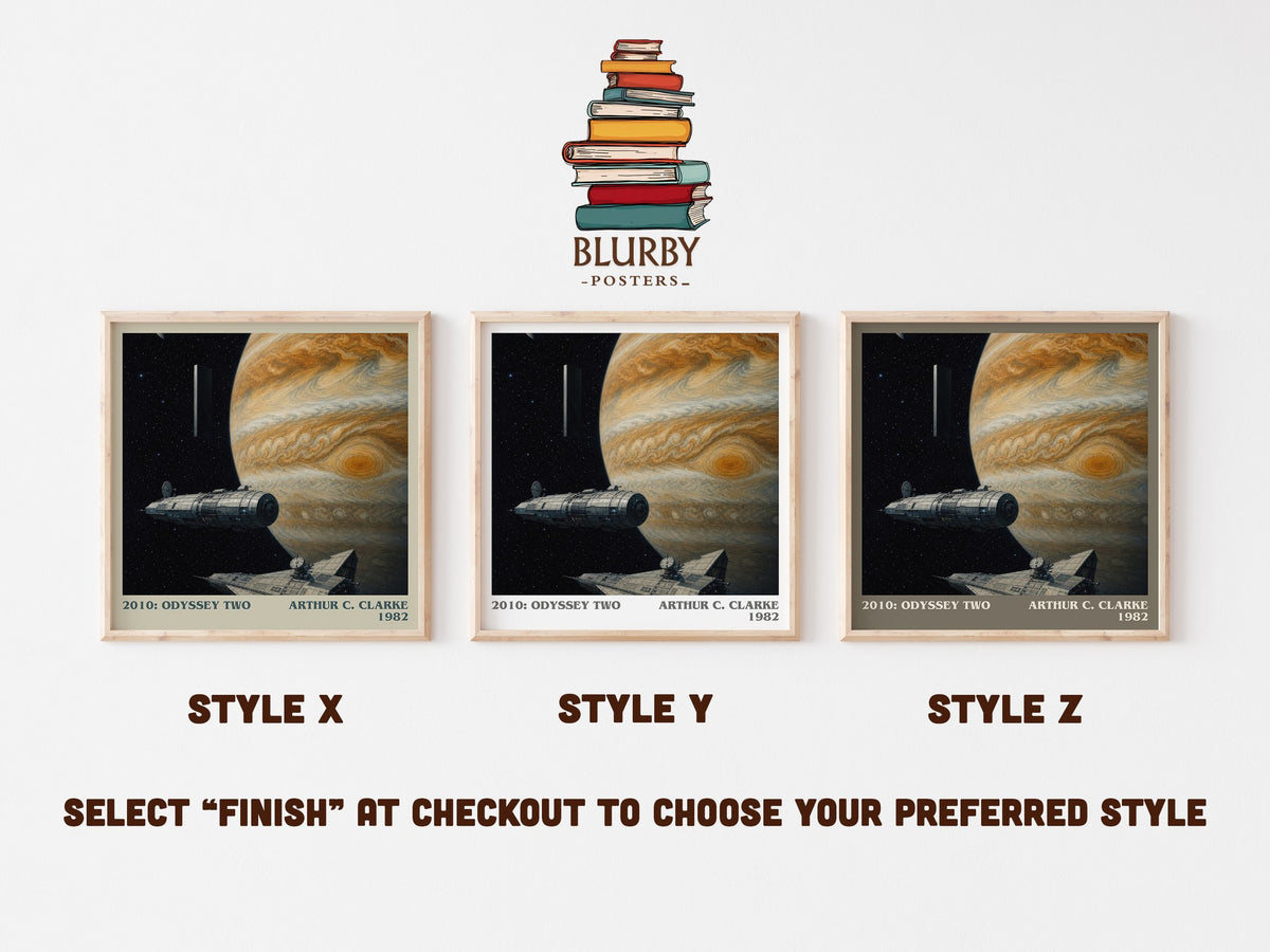 2010: Odyssey Two literary print in frame leaning in hallway – sci fi wall art (mockup)