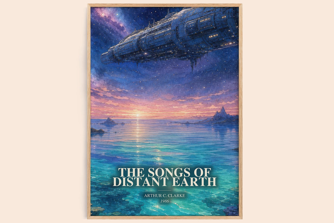 The Songs of Distant Earth watercolour book poster by Arthur C. Clarke – framed literary art print