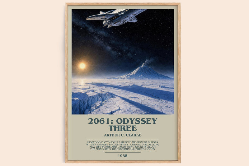 2061: Odyssey Three bookish book poster by Arthur C. Clarke – framed literary art print